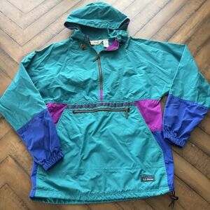 L.L.Bean Southwest Colorblock Hooded Anorak Jacket Small Retro Hiking Outdoor